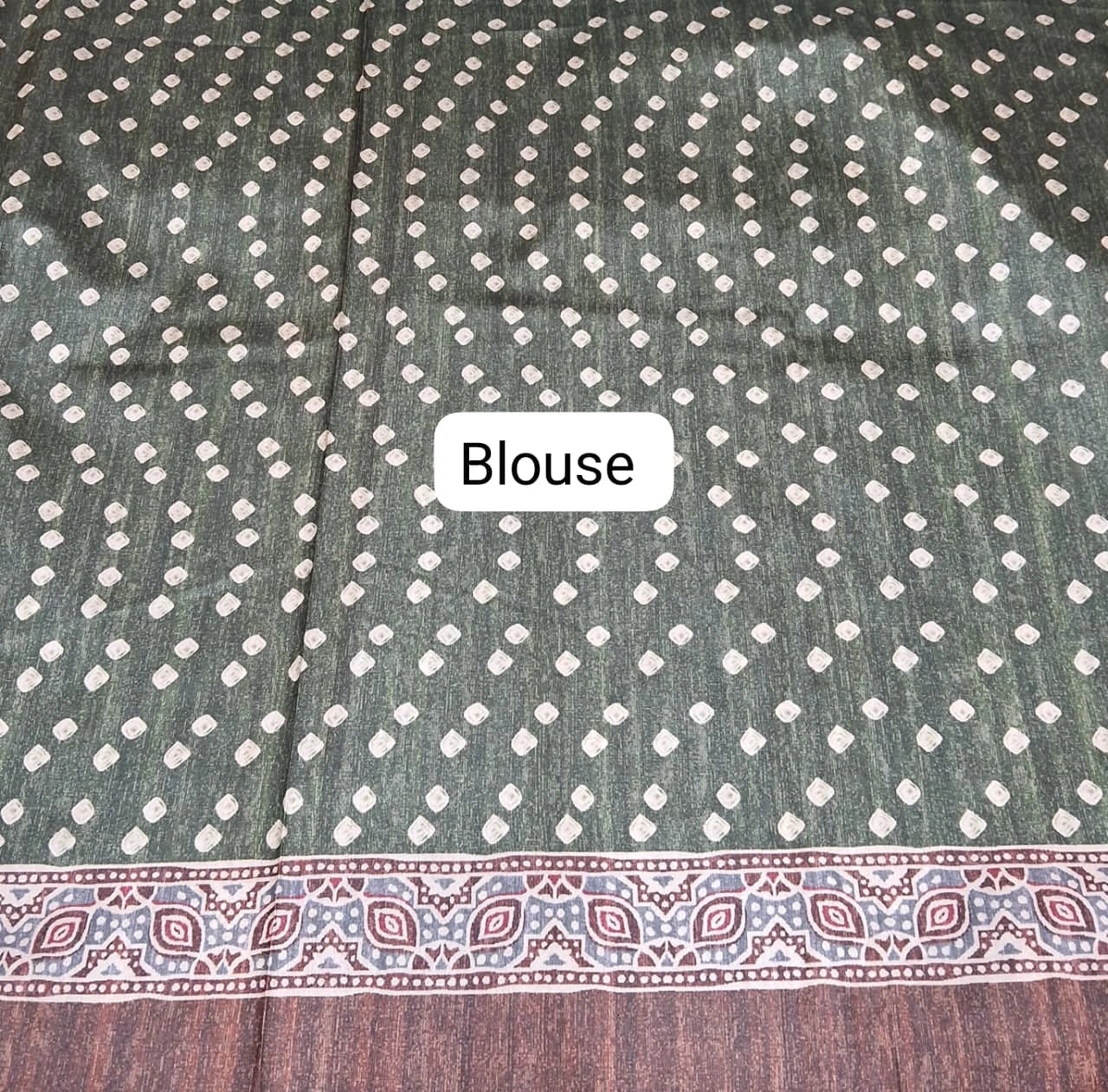 Chocolate Brown Tussar Crepe Silk Saree blouse