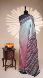 Graceful Pearl White and Onion Peach Pink Satin Saree 