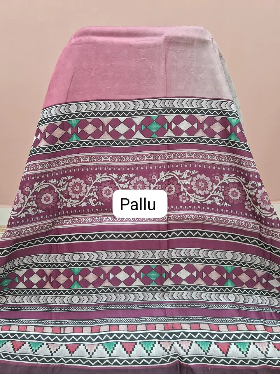 Graceful Pearl White and Onion Peach Pink Satin Saree pallu