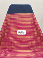 Elegant Navy Blue Plain Mysore Crepe Silk Saree pallu