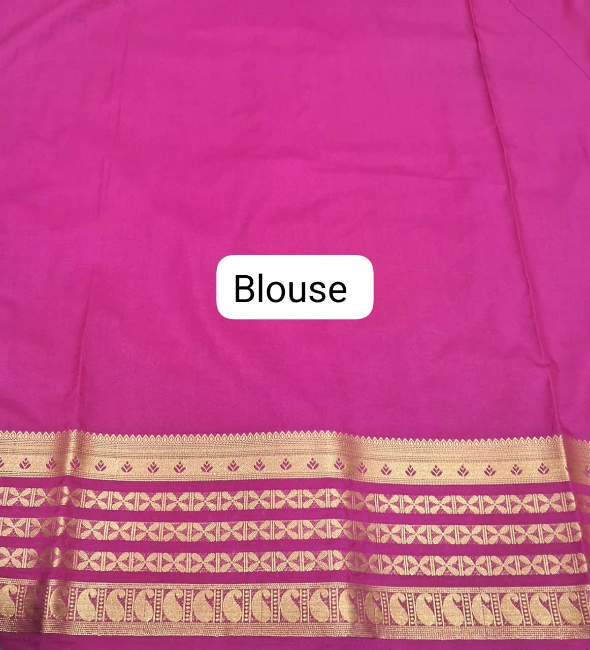 Elegant Navy Blue Plain Mysore Crepe Silk Saree blouse