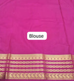 Elegant Navy Blue Plain Mysore Crepe Silk Saree blouse