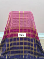 Peach Pink and Purple Crepe Silk Saree Pallu