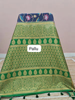 Navy Blue Crepe Silk Saree Pallu
