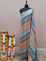 Powder Blue Satin Tussar Silk Saree 