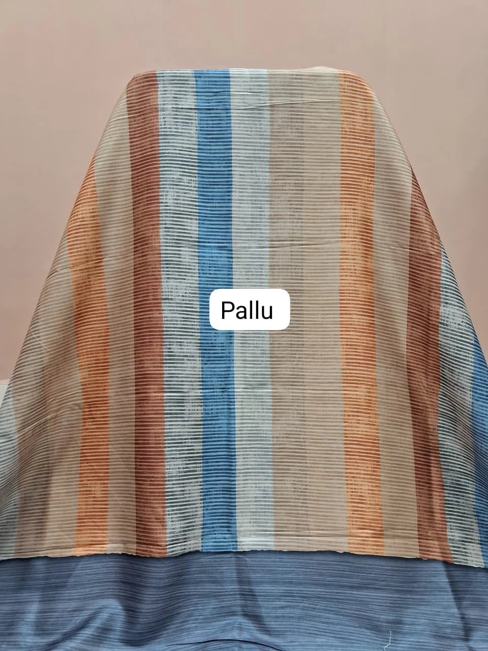 Powder Blue Satin Tussar Silk Saree Pallu