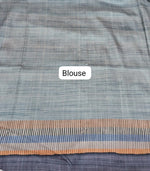 Powder Blue Satin Tussar Silk Saree Blouse