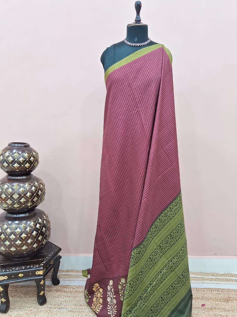 Onion Pink Tussar Saree