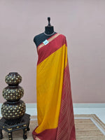 Elegant Yellow Mysore Crepe Silk Saree