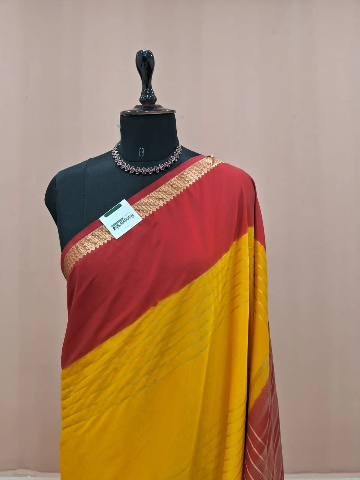 Elegant Yellow Mysore Crepe Silk Saree 1