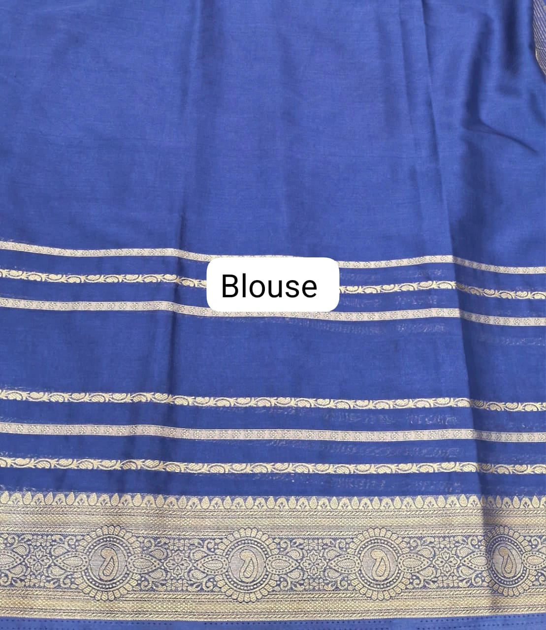 Navy Blue Plain Mysore Crepe Silk Saree blouse