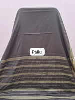 Chocolate Brown Plain Mysore Crepe Silk Saree pallu