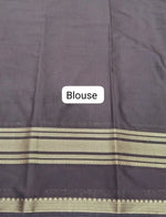 Chocolate Brown Plain Mysore Crepe Silk Saree blouse