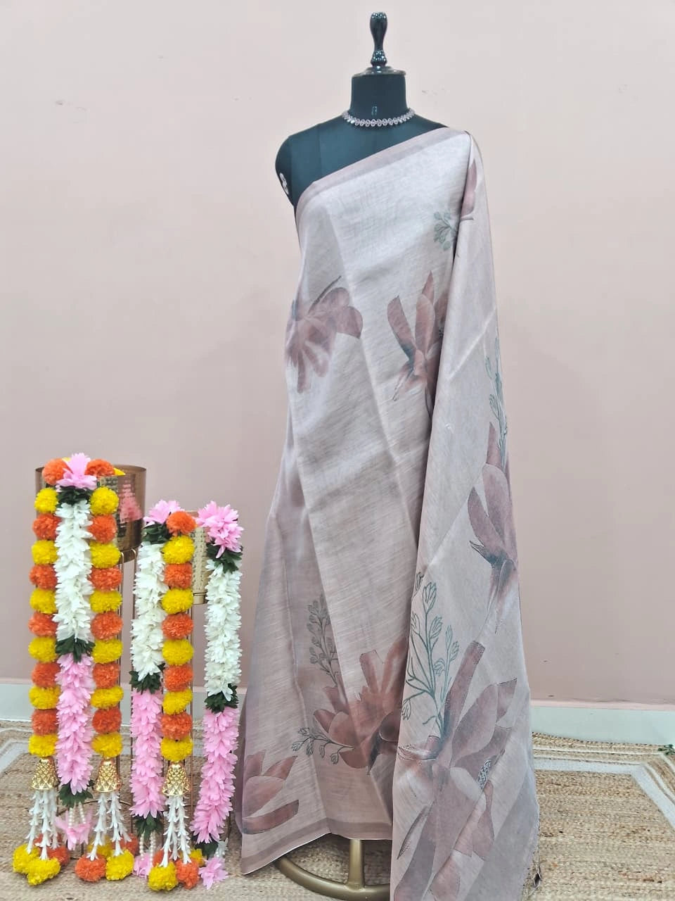 Sand Brown Tissue Tussar Saree 