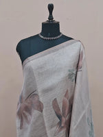 Sand Brown Tissue Tussar Saree  1