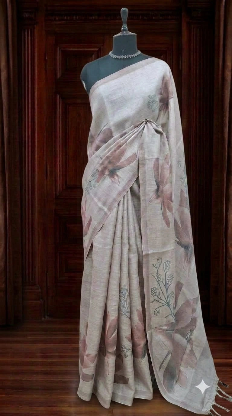 Sand Brown Tissue Tussar Saree 