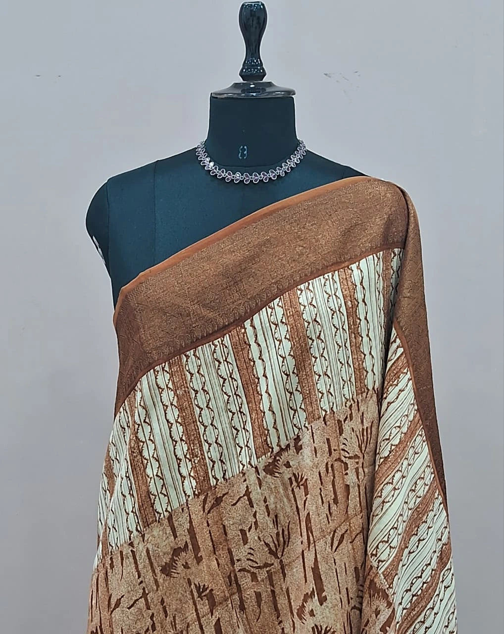 Brown Pure Chanderi Saree 1