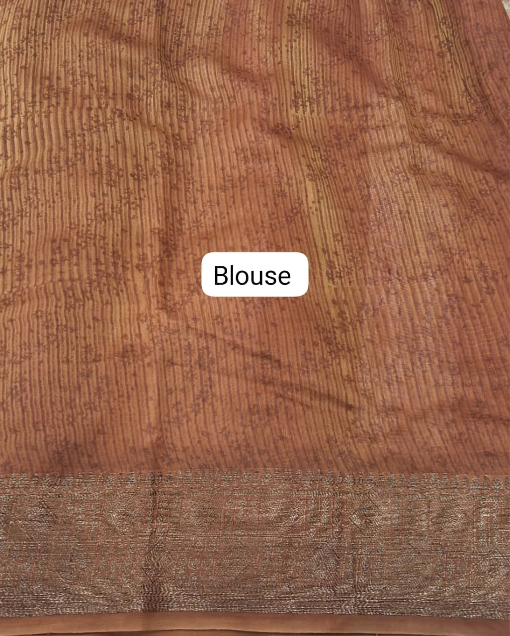 Brown Pure Chanderi Saree blouse