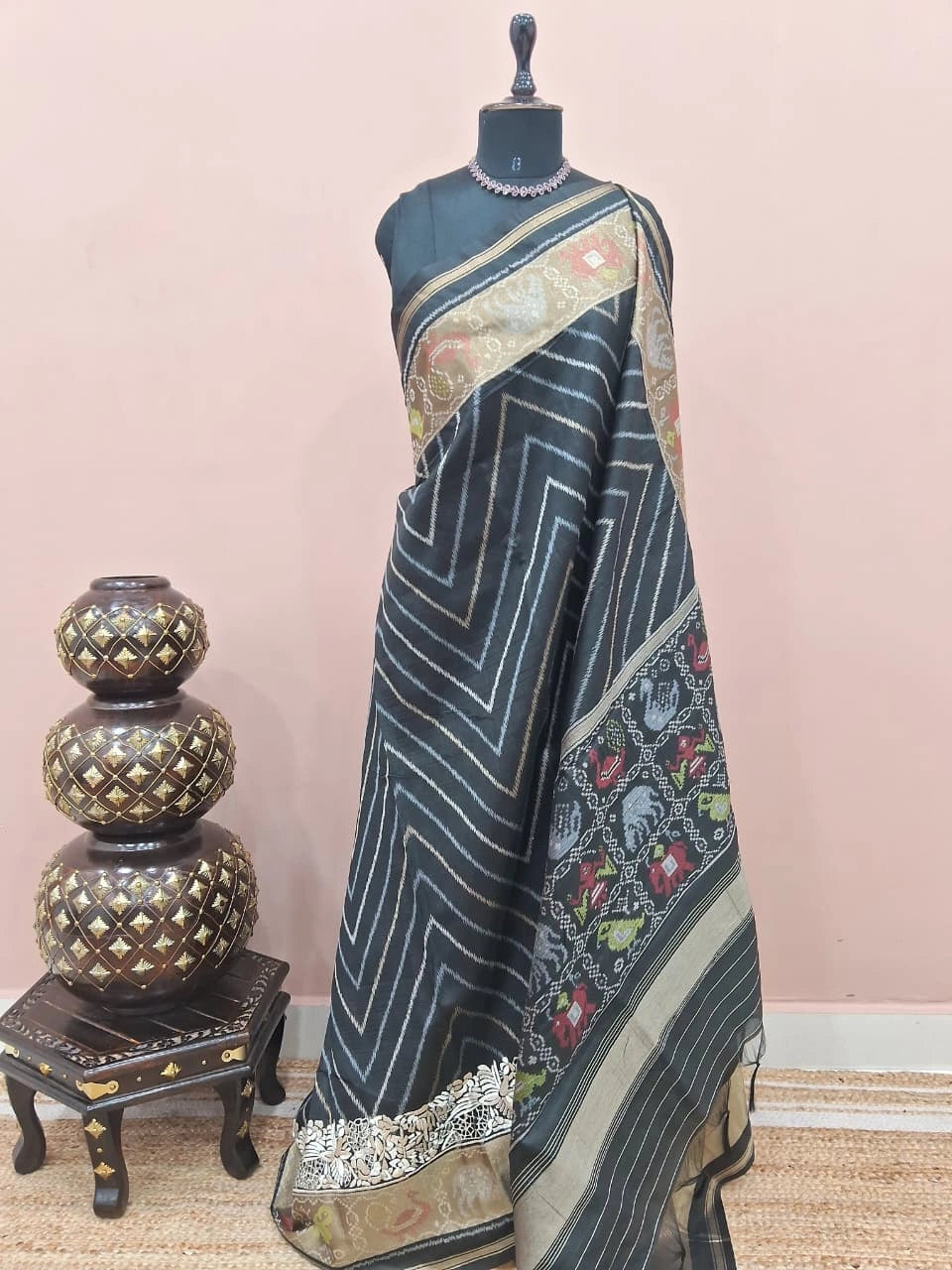 Black Raw Silk Saree