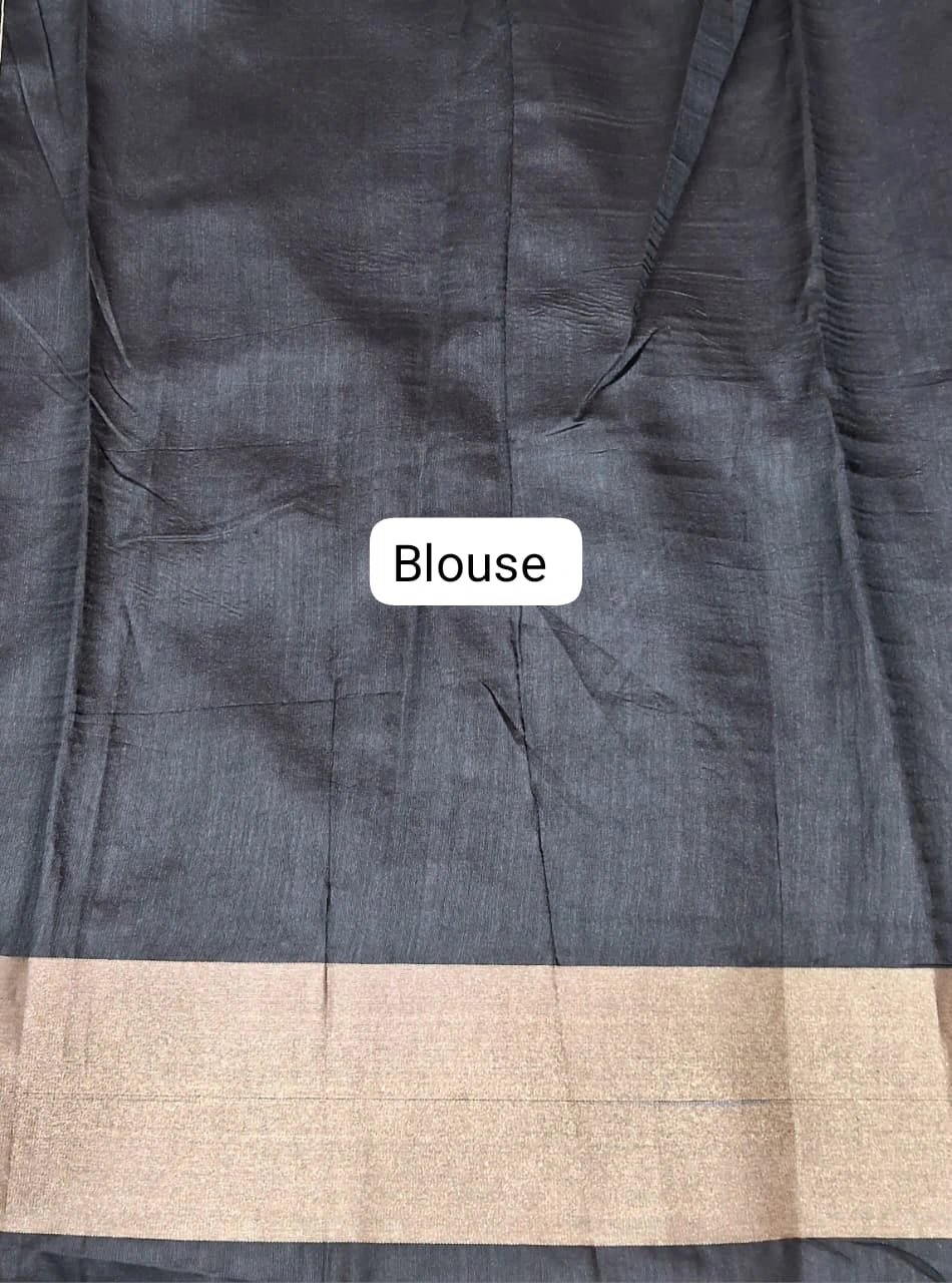 Black Raw Silk Saree Blouse