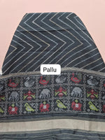 Black Raw Silk Saree Pallu
