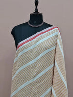Cream Pure Linen Saree 1