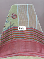 Cream Pure Linen Saree Pallu