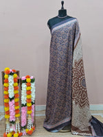 Light Blue Tussar Crepe Silk Saree