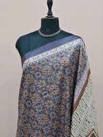 Light Blue Tussar Crepe Silk Saree 1