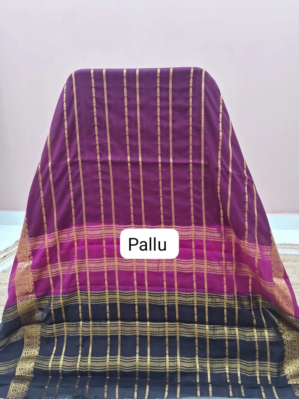 Wine Crepe Silk Saree Pallu