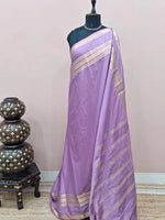 Elegant Lavender Plain Mysore Crepe Silk Saree 