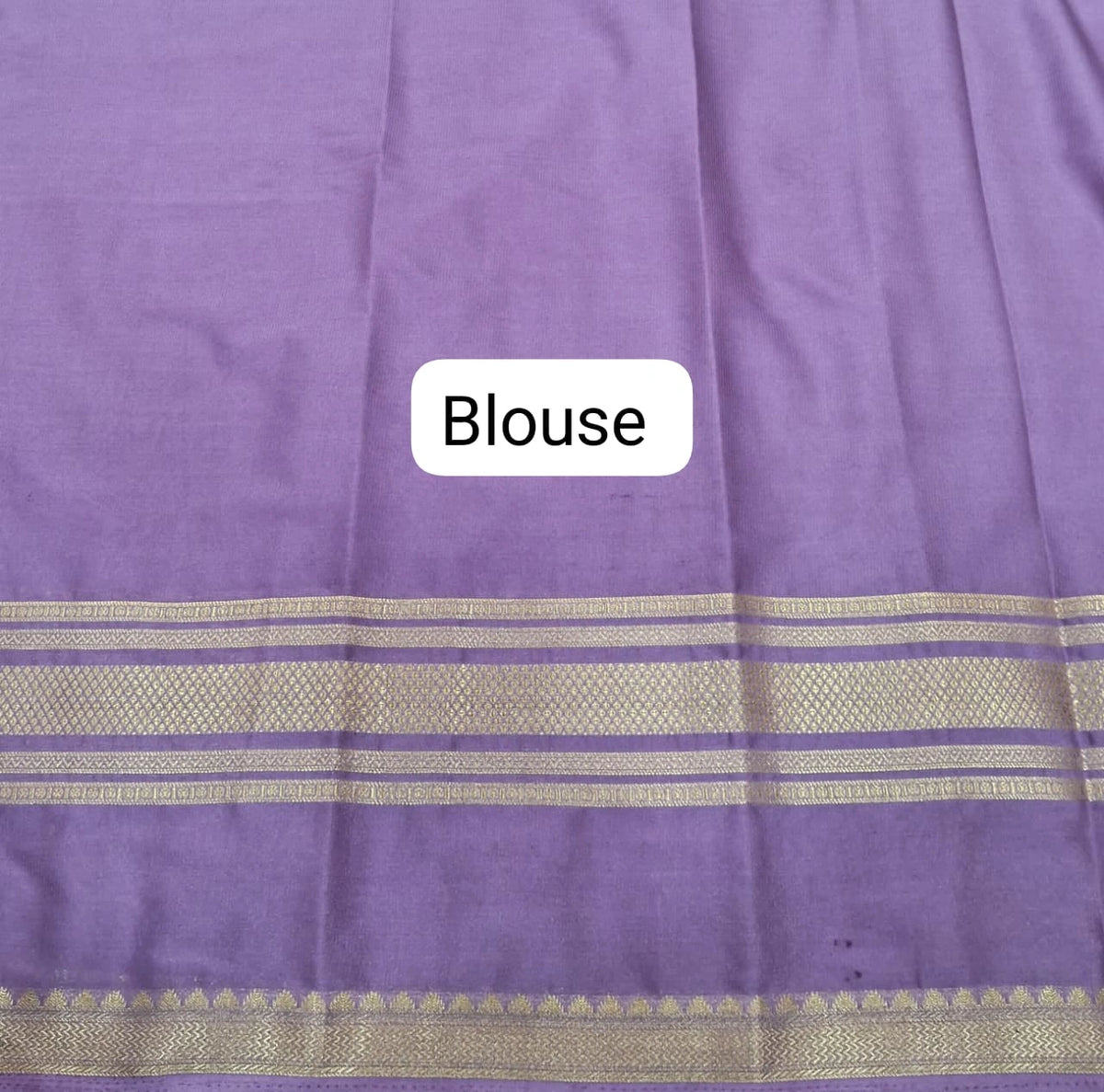 Elegant Lavender Plain Mysore Crepe Silk Saree blouse