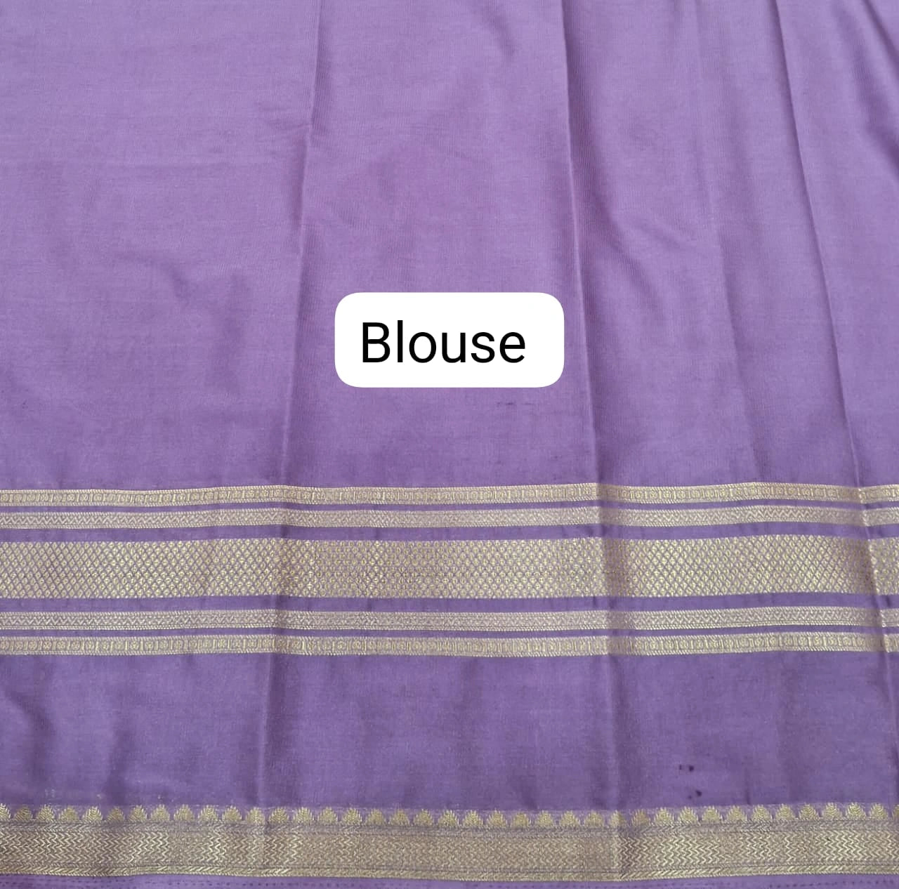 Elegant Lavender Plain Mysore Crepe Silk Saree blouse