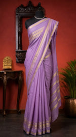 Elegant Lavender Plain Mysore Crepe Silk Saree 