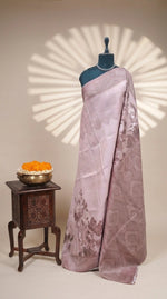Dusty Mauve Plain Crush Silk Saree