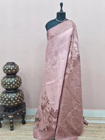 Dusty Mauve Plain Crush Silk Saree