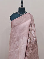 Dusty Mauve Plain Crush Silk Saree 1