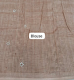 Beige Pure Linen Saree Blouse