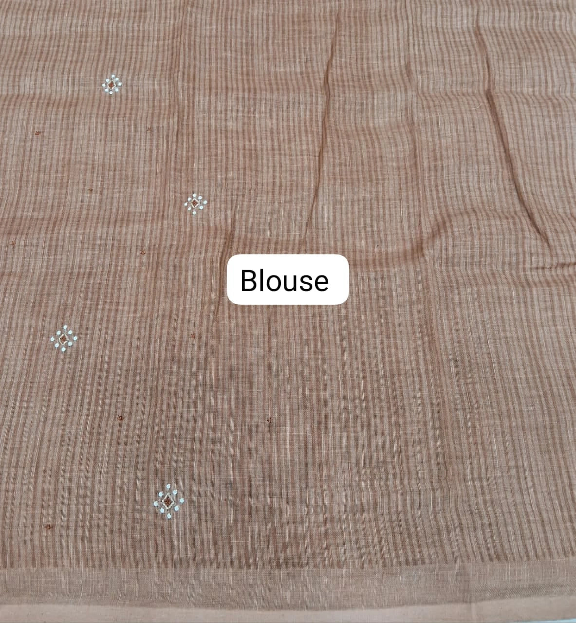 Beige Pure Linen Saree Blouse
