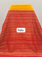 Mango Yellow Plain Mysore Crepe Silk Saree pallu