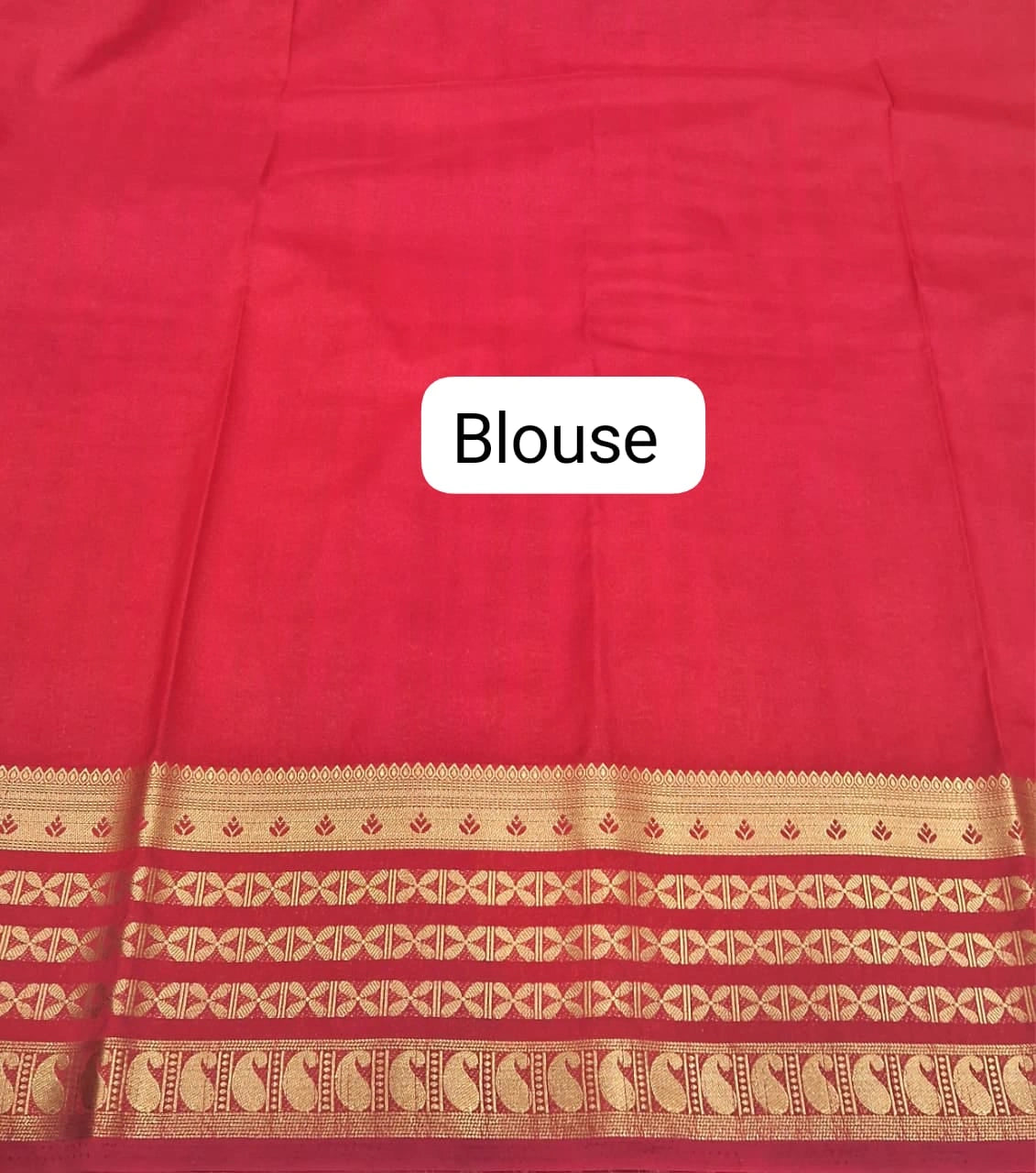 Mango Yellow Plain Mysore Crepe Silk Saree blouse