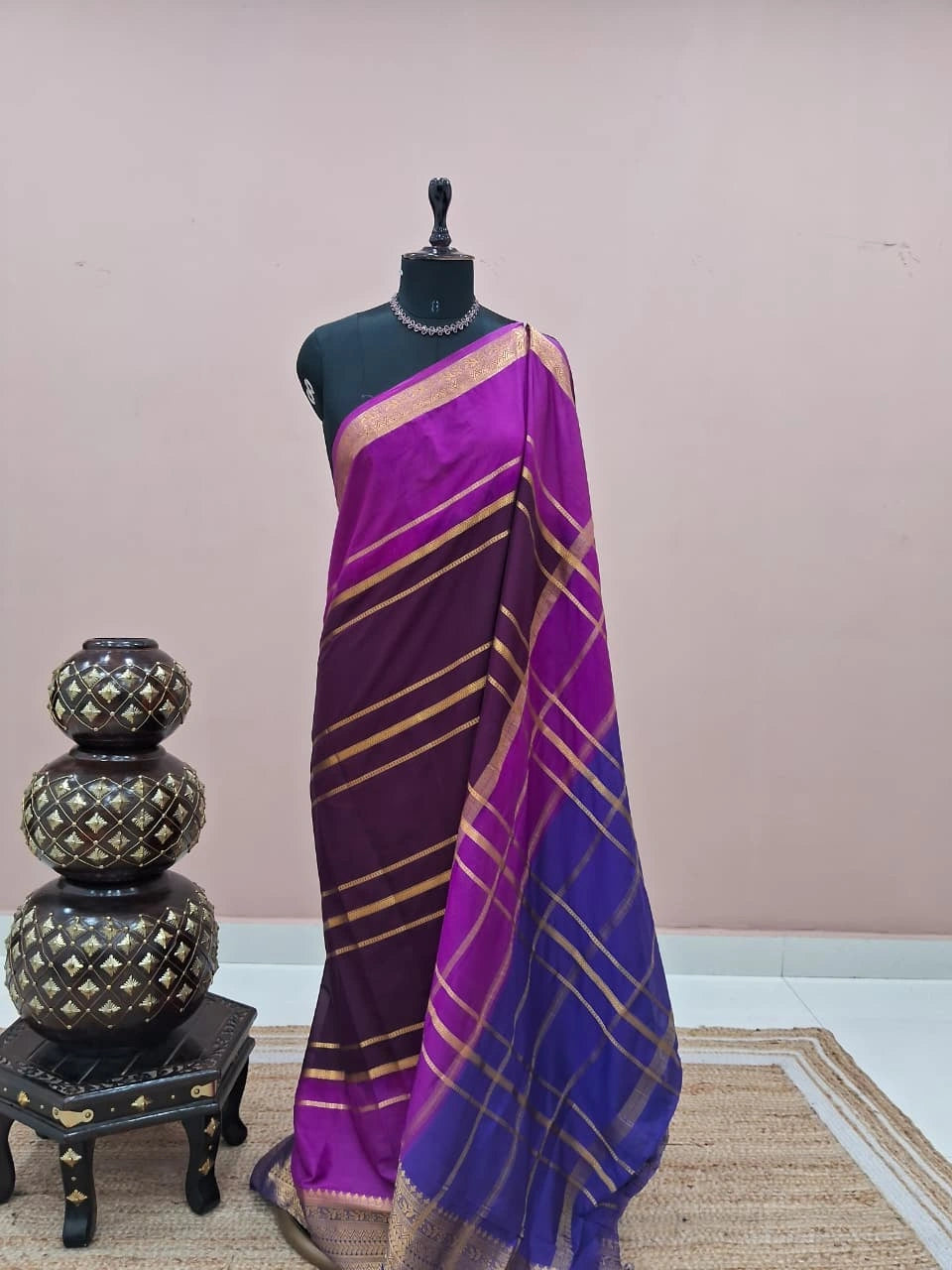 Dark Wine Crepe Silk Saree