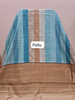 Sky Blue Satin Tussar Silk Saree Pallu