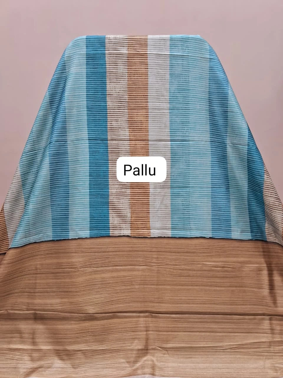 Sky Blue Satin Tussar Silk Saree Pallu