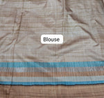 Sky Blue Satin Tussar Silk Saree blouse