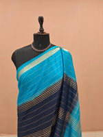 Navy Blue Mysore Crepe Silk Saree 1