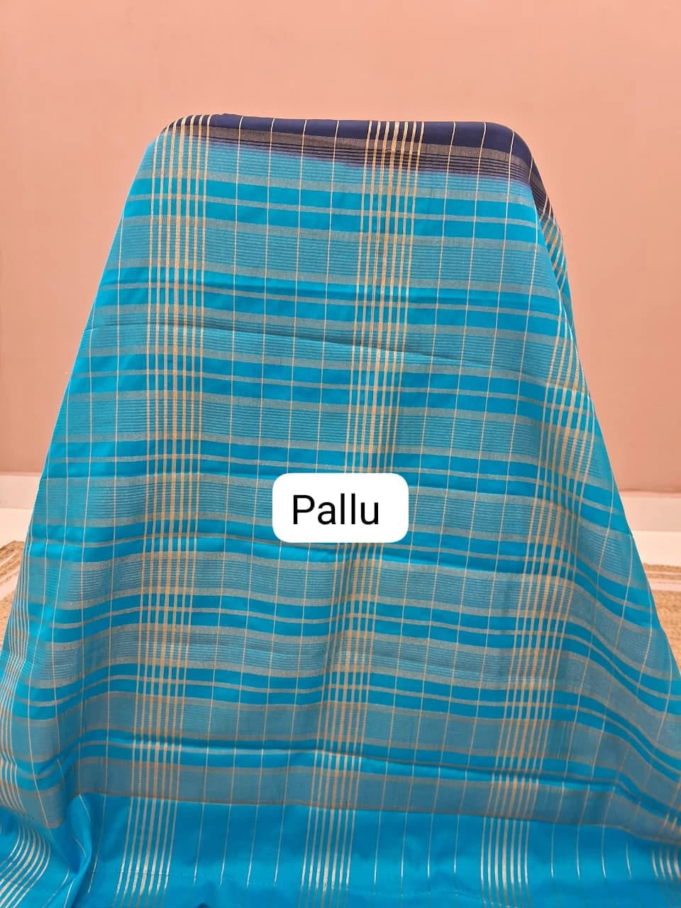 Navy Blue Mysore Crepe Silk Saree Pallu