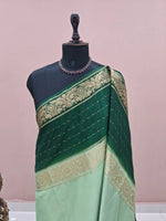 Pista Green Plain Mysore Crepe Silk Saree 1