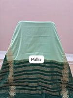 Pista Green Plain Mysore Crepe Silk Saree Pallu