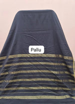 Classic Black Plain Mysore Crepe Silk Saree pallu